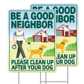 GXGGUS clean up dog sign 13x10 front view promotes responsible pickup.