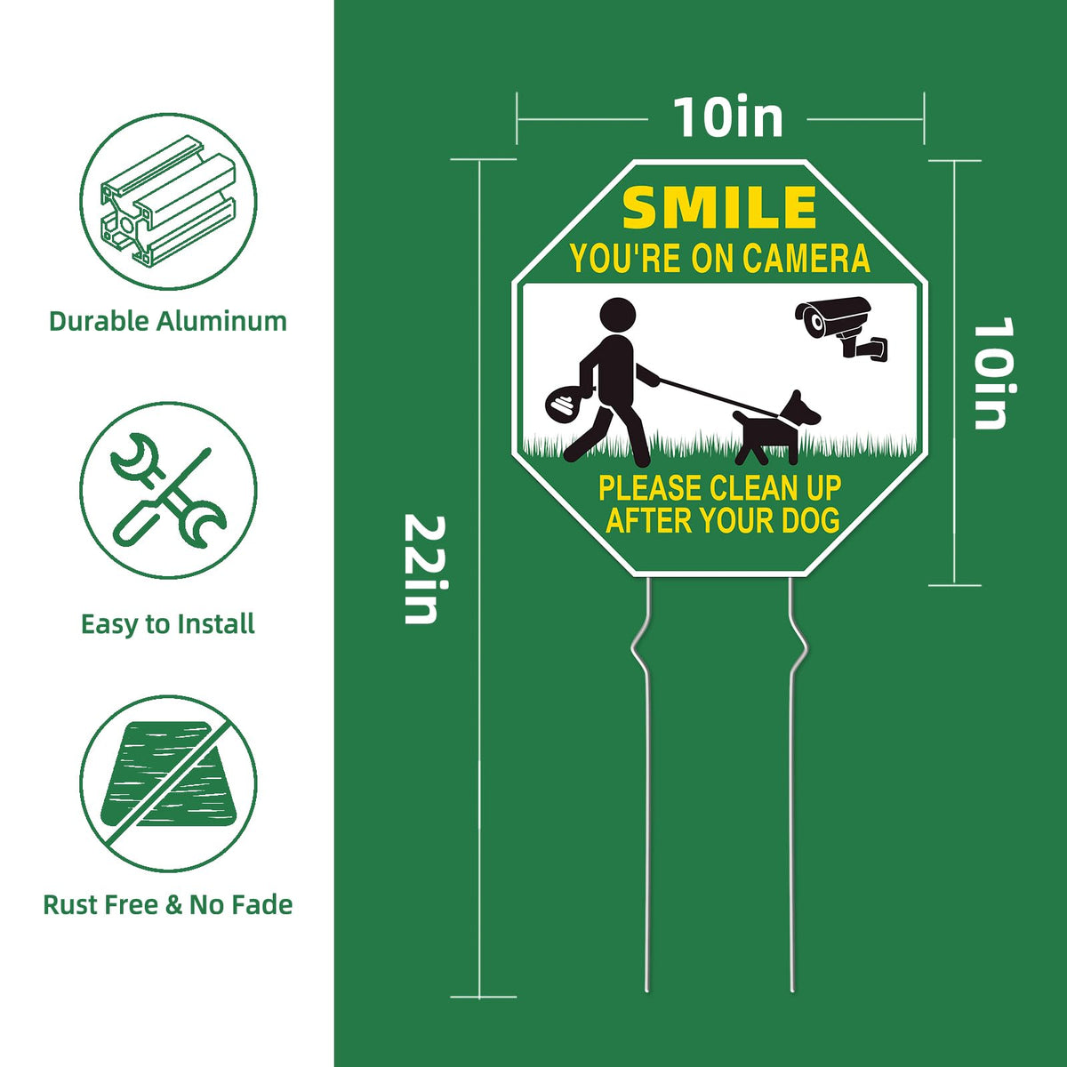 GXGGUS double-sided sign; visibility from both directions for dog-walker awareness