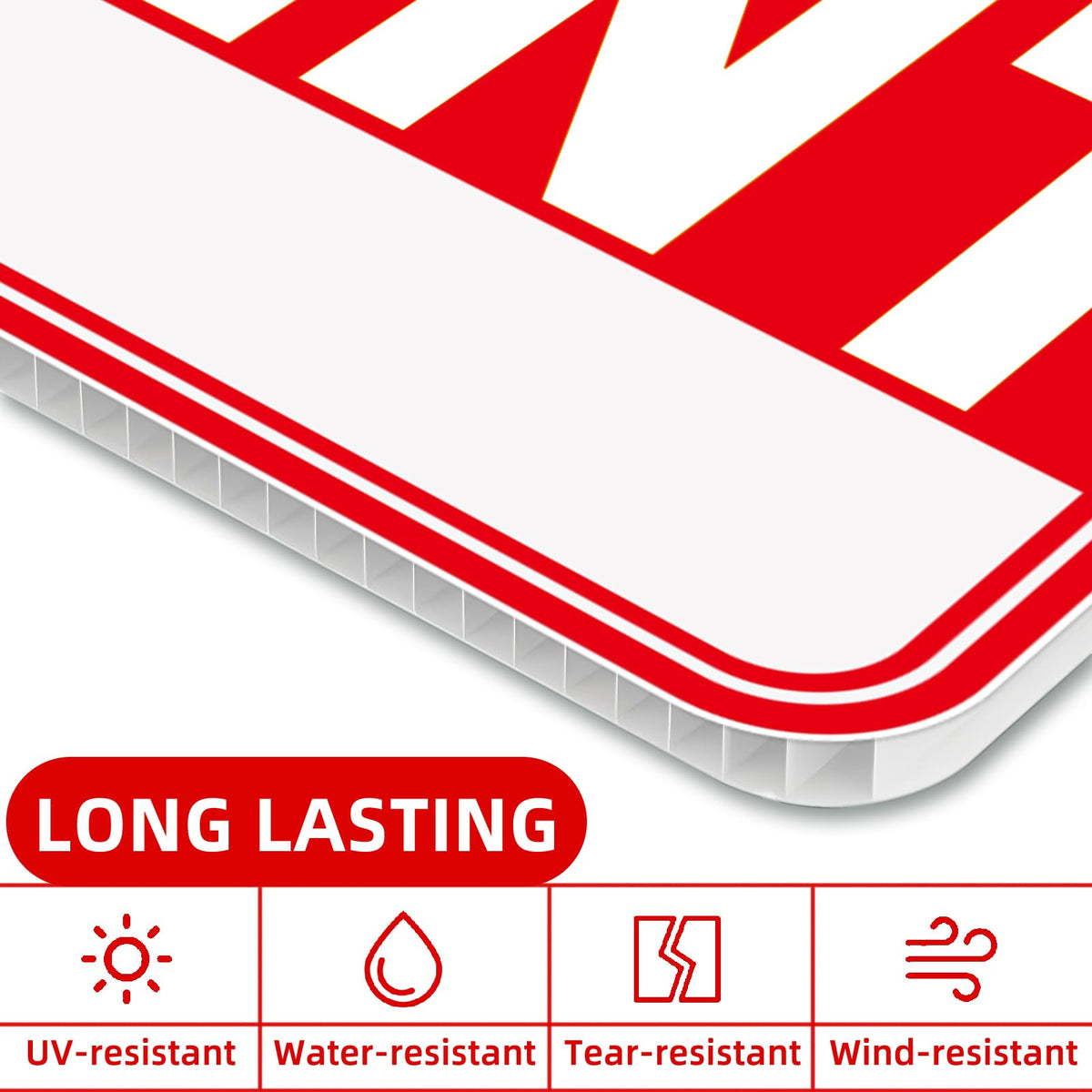 GXGGUS weather-resistant corrugated plastic sign in outdoor conditions