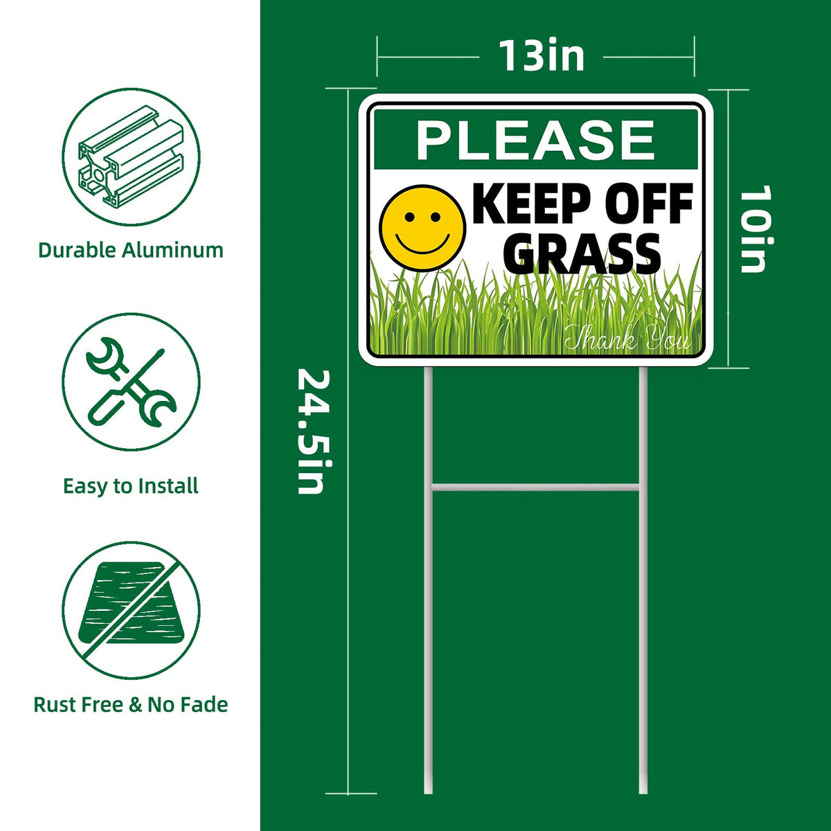 GXGGUS Keep Off Grass Sign 2-pack back view shows double-sided design
