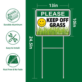 GXGGUS Keep Off Grass Sign 2-pack back view shows double-sided design