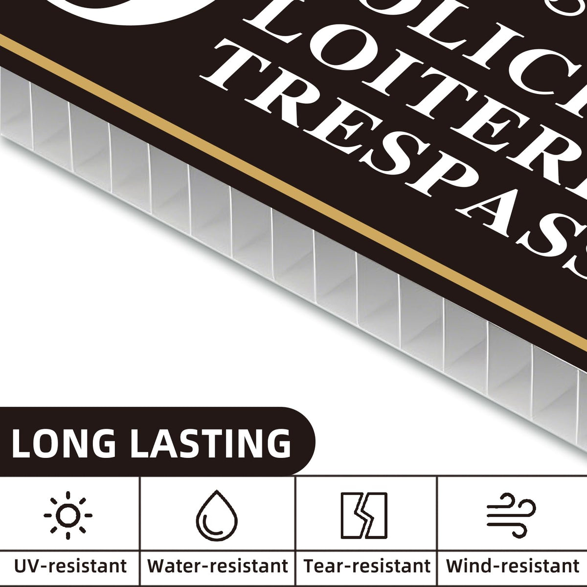 GXGGUS No Soliciting sign border design closeup highlights decorative look.