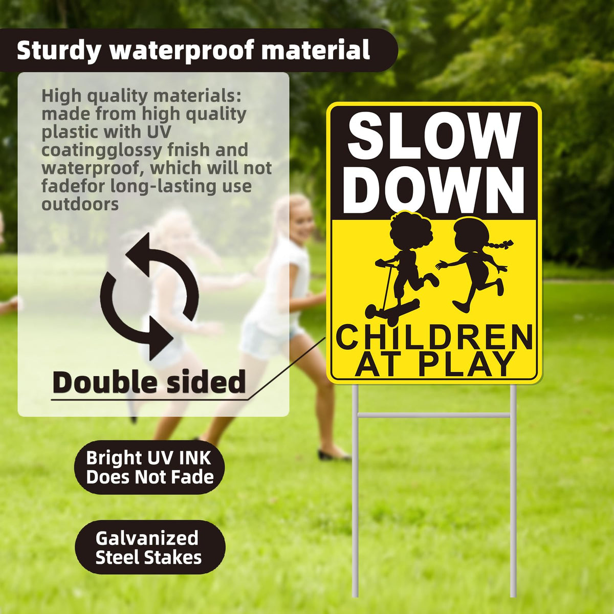GXGGUS slow-down signs corrugated plastic withstands outdoor weather