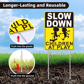 GXGGUS slow-down signs metal H-stakes enable tool-free installation