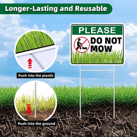 GXGGUS Two-pack no-mow signs, convenient for marking multiple zones in your landscape.