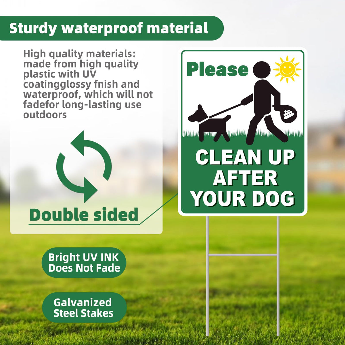 GXGGUS weatherproof sign stays put in rain and wind.