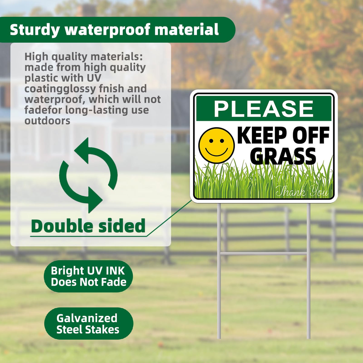 GXGGUS Weatherproof sign with UV coating resists sun and rain