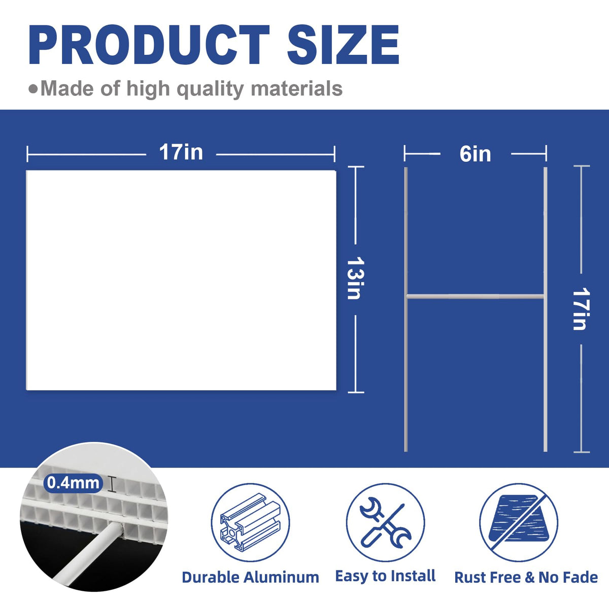 GXGGUS metal H-stake keeps displays sturdy and wind-resistant.
