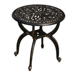GXOUTAL cast aluminum outdoor side table with ornate top for patio surfaces