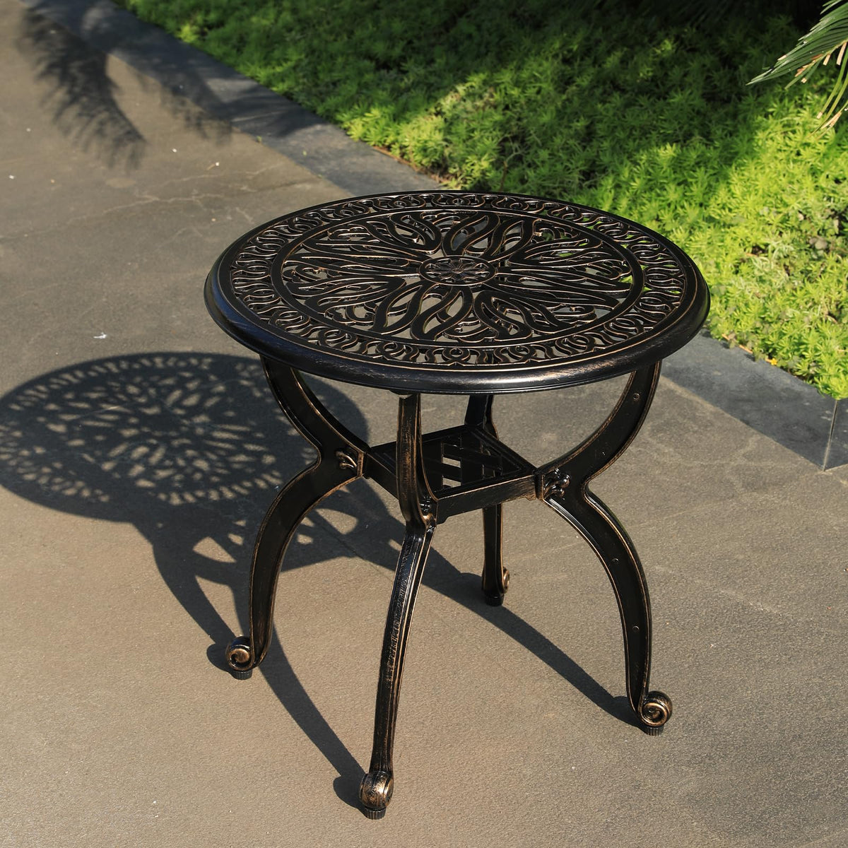 GXOUTAL side table with adjustable feet to stabilize on uneven ground