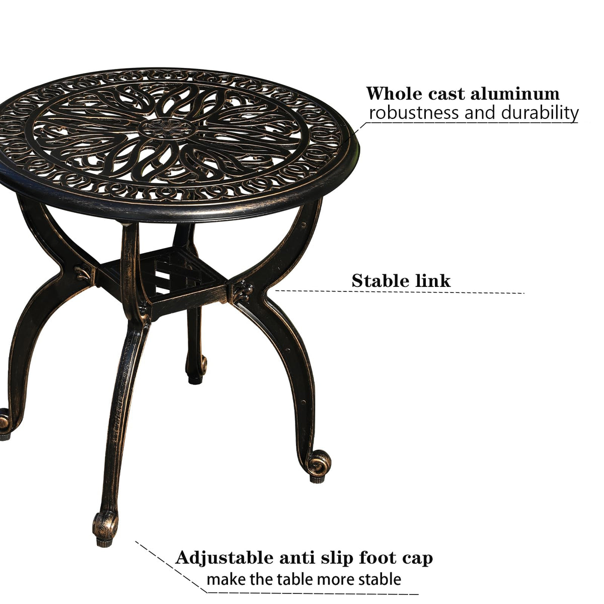 GXOUTAL side table showing lattice shelf for extra storage between legs