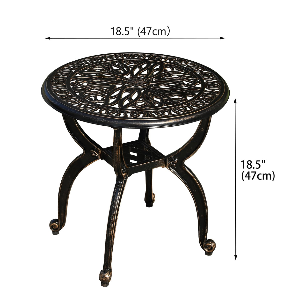 GXOUTAL 18.5-inch round table ideal for patios and small outdoor spaces