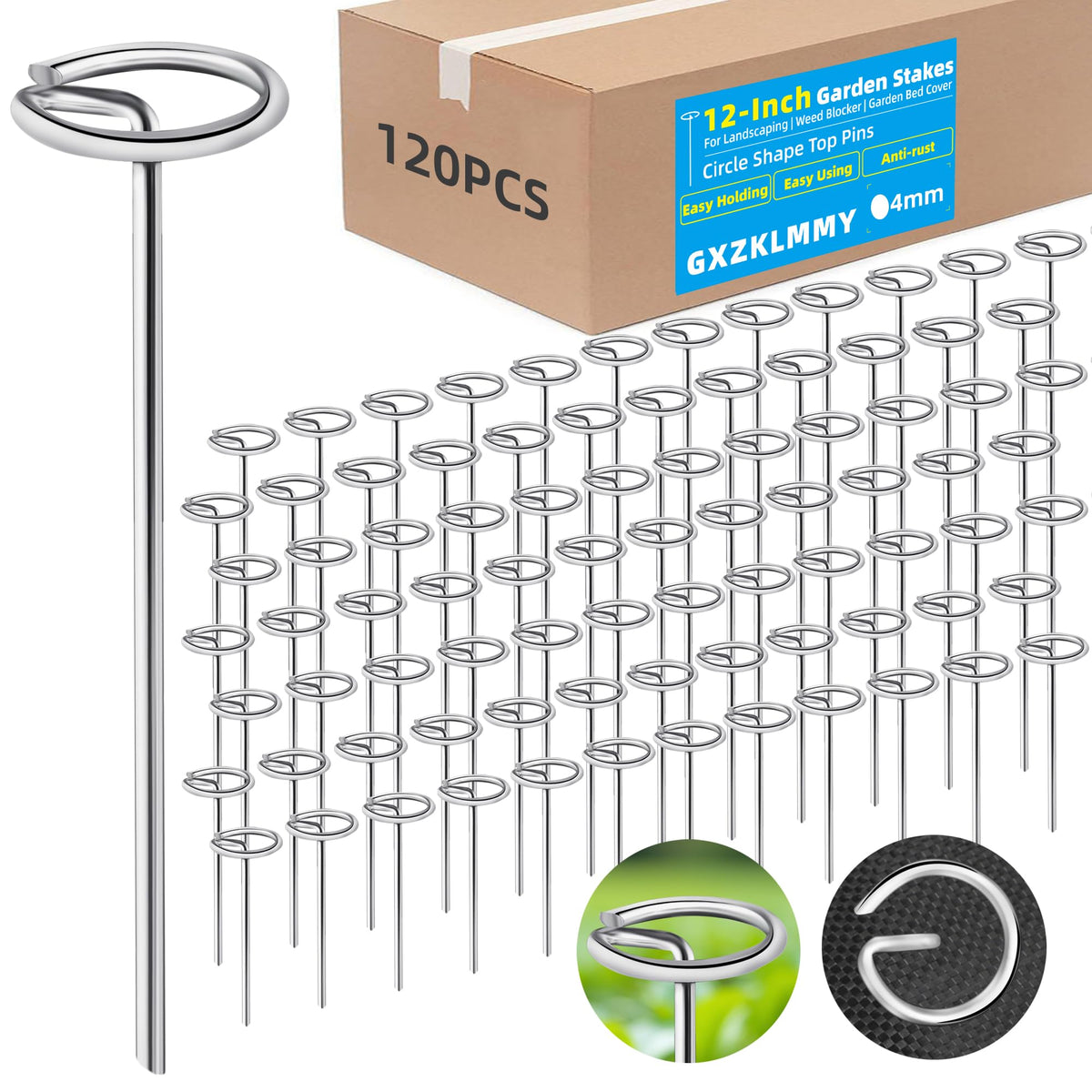 GXZKLMMY 12-inch circle-top landscape pin secures fabric edges with easy grip.