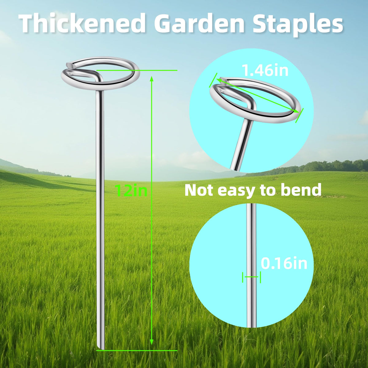 GXZKLMMY 8-gauge galvanized stake resists bending in compact soil.