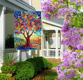 GYGWAI double-sided design flag with readable text from both sides in outdoor settings.
