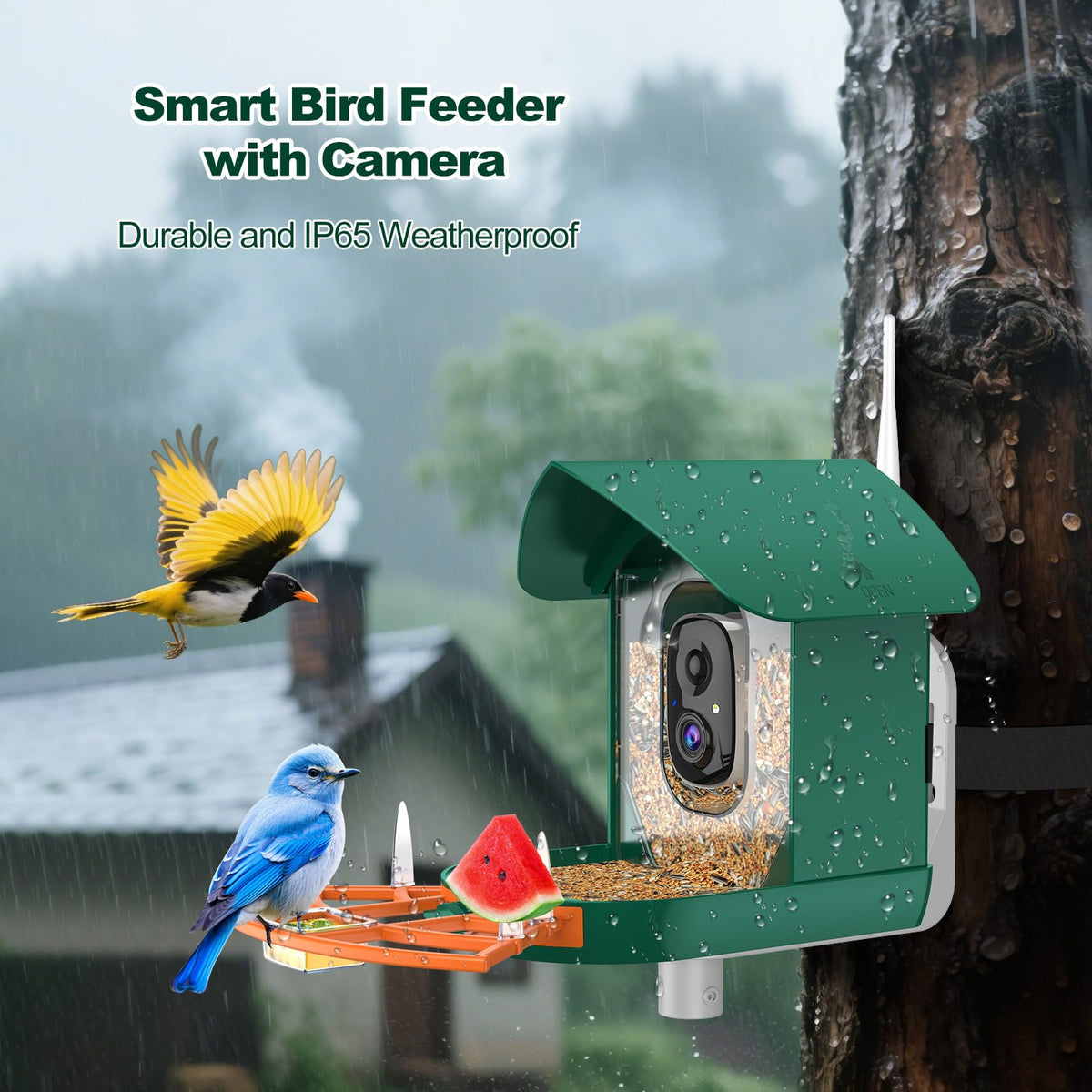 Gyozol Bird Feeder Camera solar panel charging in sunlight
