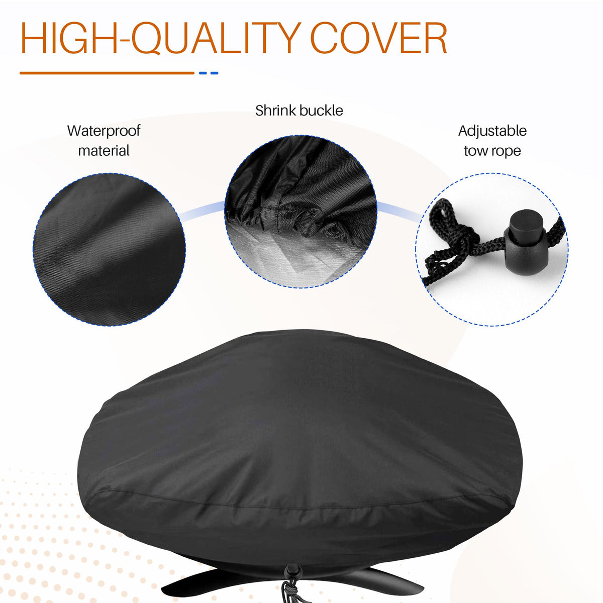 Image showing adjustable drawstring bottom securing cover for secure outdoor fit.