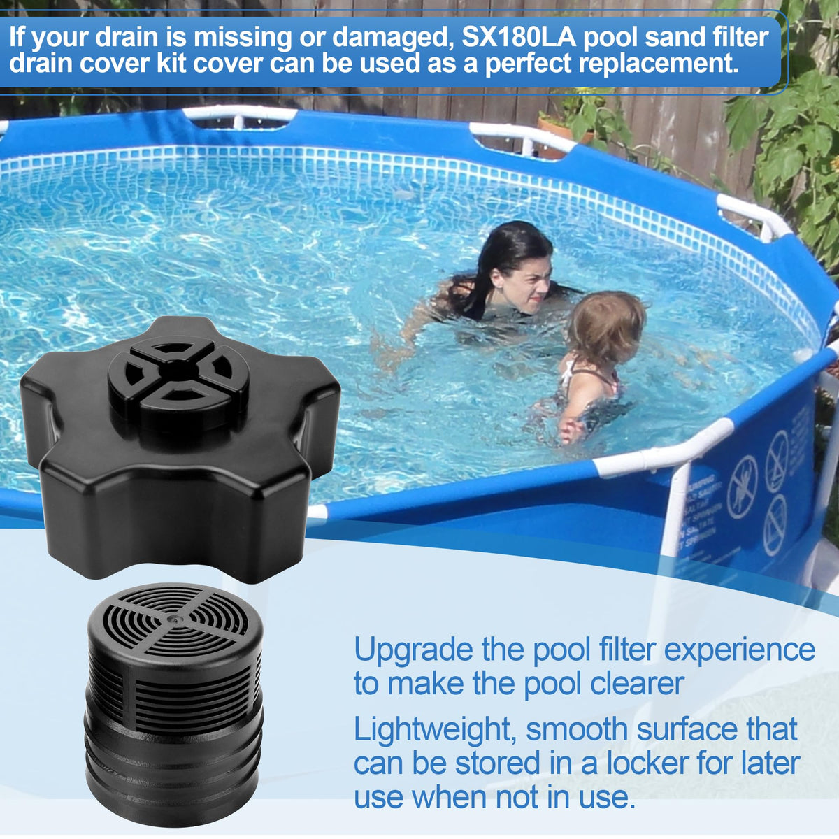 GYPNS SX180LA drain cap helps maintain sand filter performance through reliable sealing.