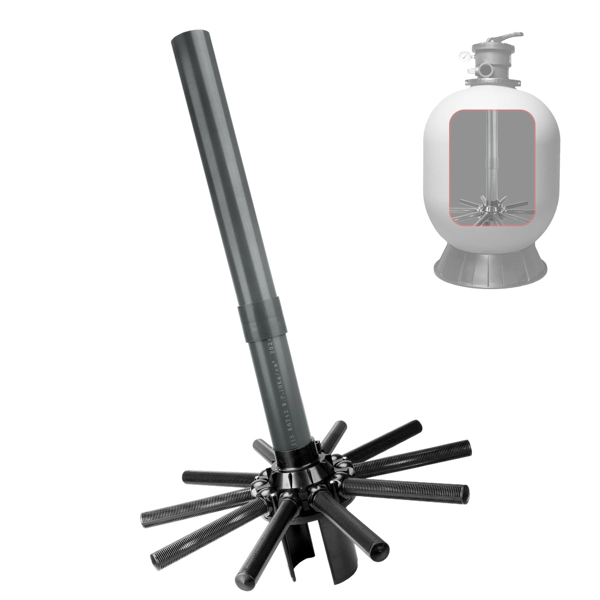 GYPNS SX244DA center-pipe detail ensures steady pool water flow