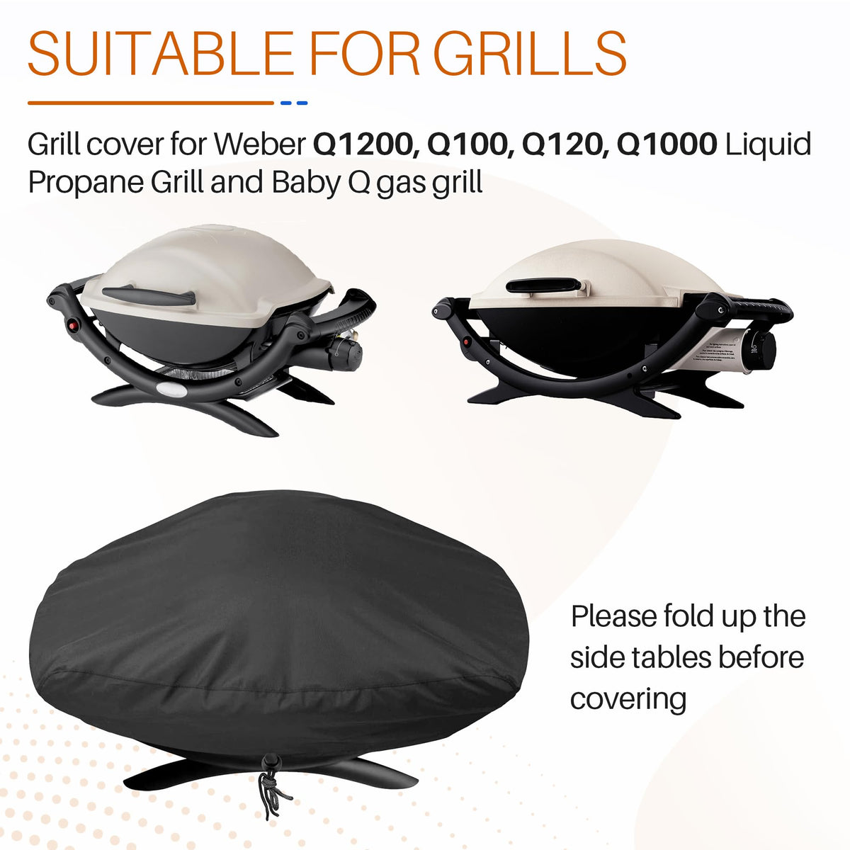 Close-up of durable, waterproof polyester fabric on GYPNS Weber cover.
