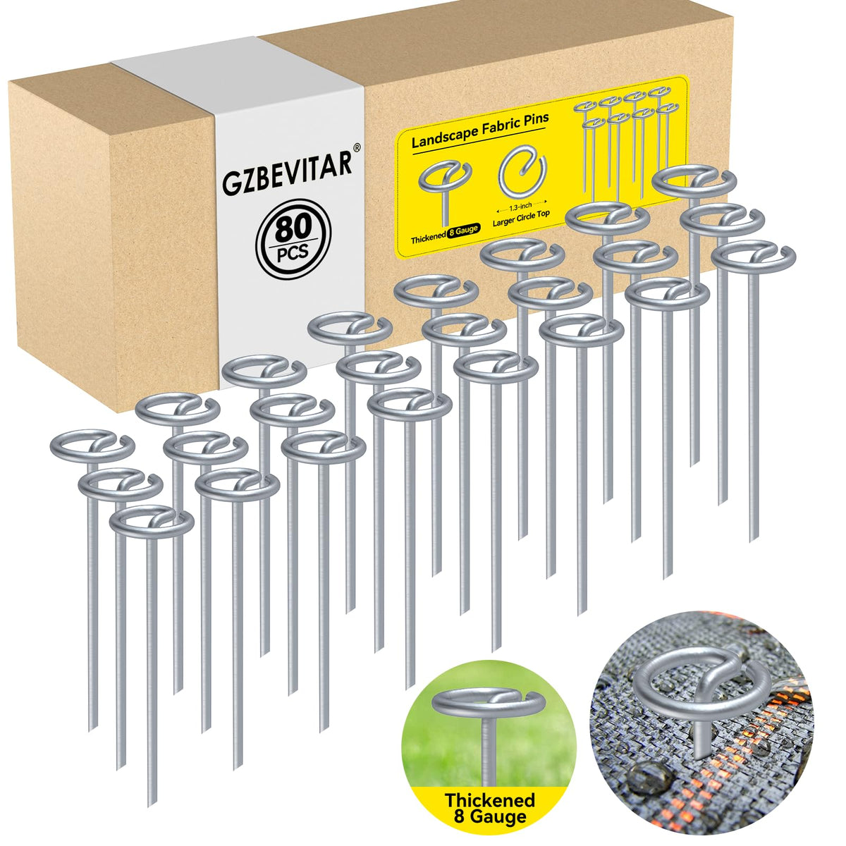 GZBEVITAR landscape pins circle top 6-inch in use to stabilize fabric and garden beds