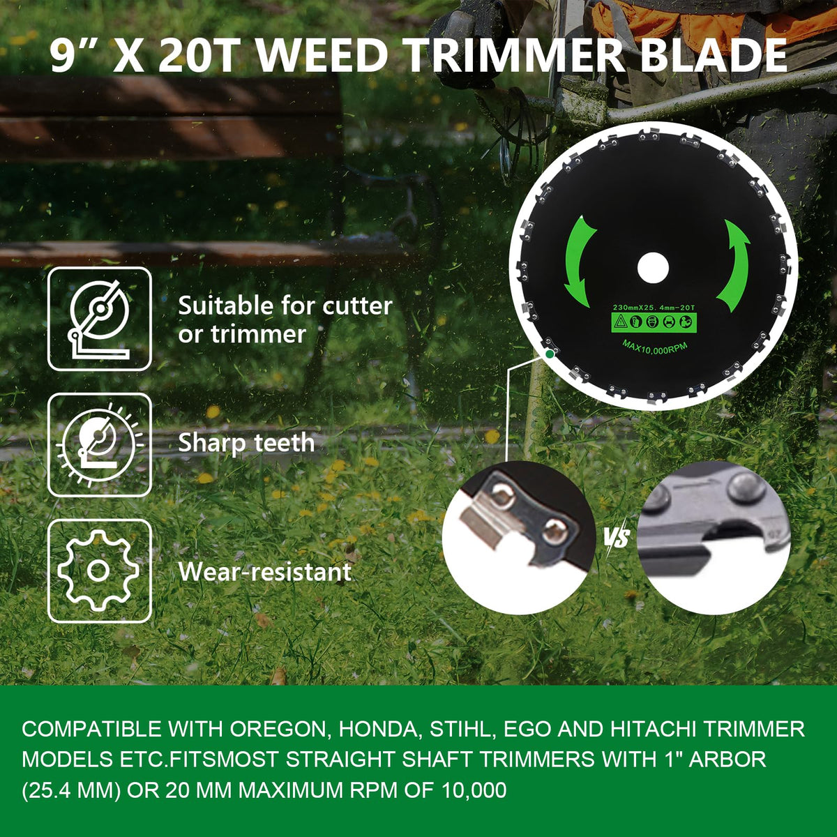 GZJoSum 10x3T carbon steel blade offers long wear life