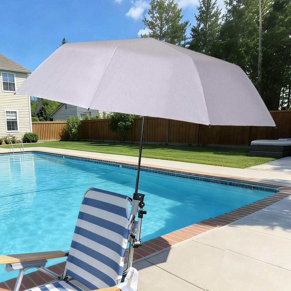 GZWKEAK beach chair umbrella with a 360 clamp for flexible shade