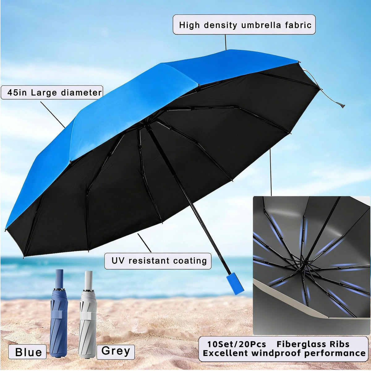 GZWKEAK 45-inch round canopy with UPF 50+ sun protection for outdoor use