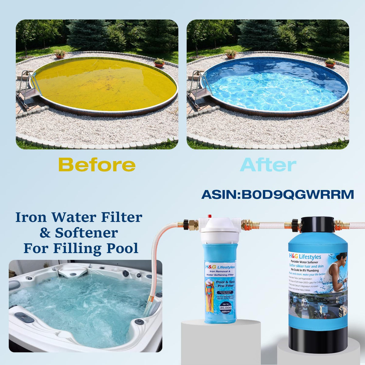 H&G Lifestyles hose filter for well water guards against iron before pool filling