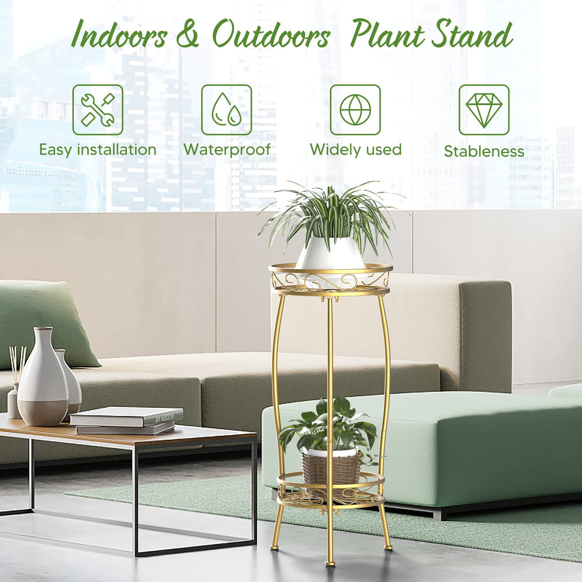 H HOMEXIN rustproof finish plant stand ideal for year-round outdoor use