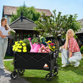 HAAGEEP Collapsible Wagon with 360° wheels for smooth, versatile maneuvering