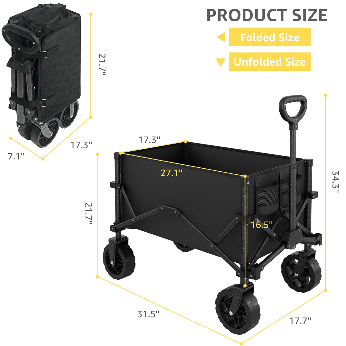 HAAGEEP collapsible wagon 600D fabric durable for outdoor use