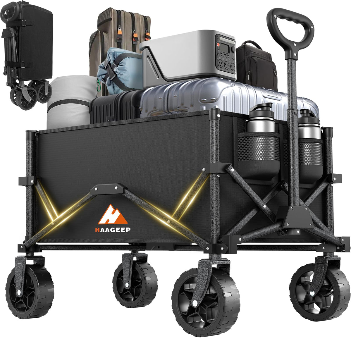 HAAGEEP collapsible wagon load capacity 330 lbs for groceries and gear