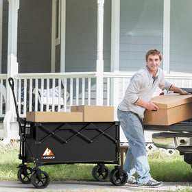HAAGEEP Collapsible Wagon 600D Oxford fabric resists wear in all weather