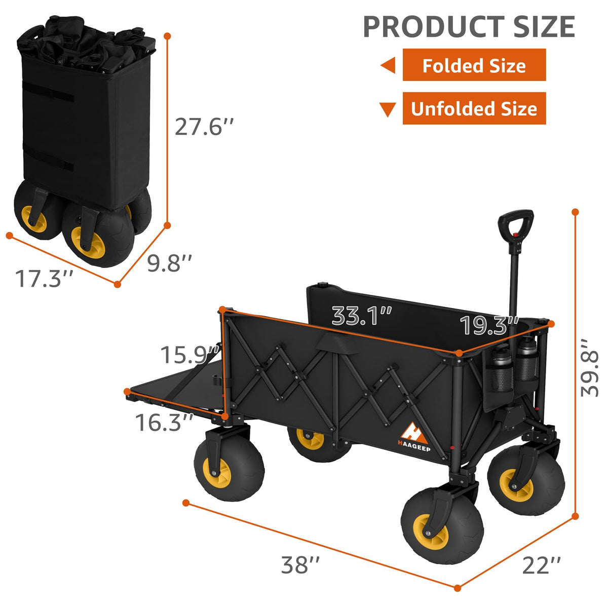 HAAGEEP simple folding mechanism stores away without tools.