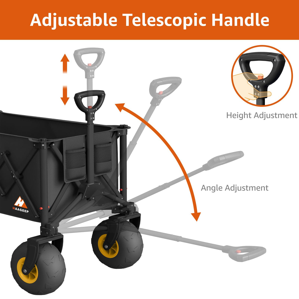 HAAGEEP versatile wagon covers beach, camping, groceries, and garden tasks.
