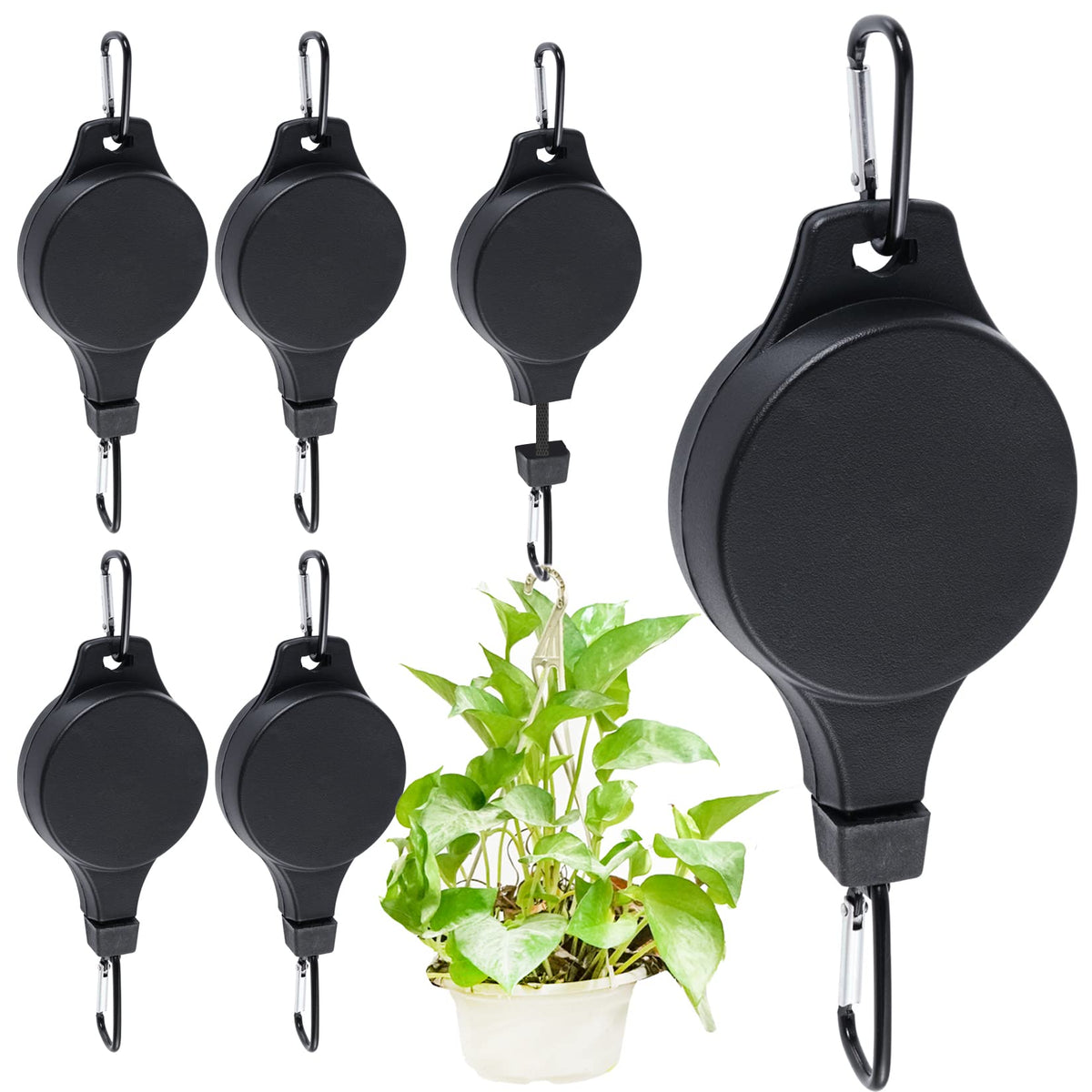 Haakong retractable plant pulley hanger enables easy access to elevated plants.