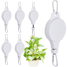 Haakong retractable plant hanger assembly enables easy height adjustment for balcony plants.