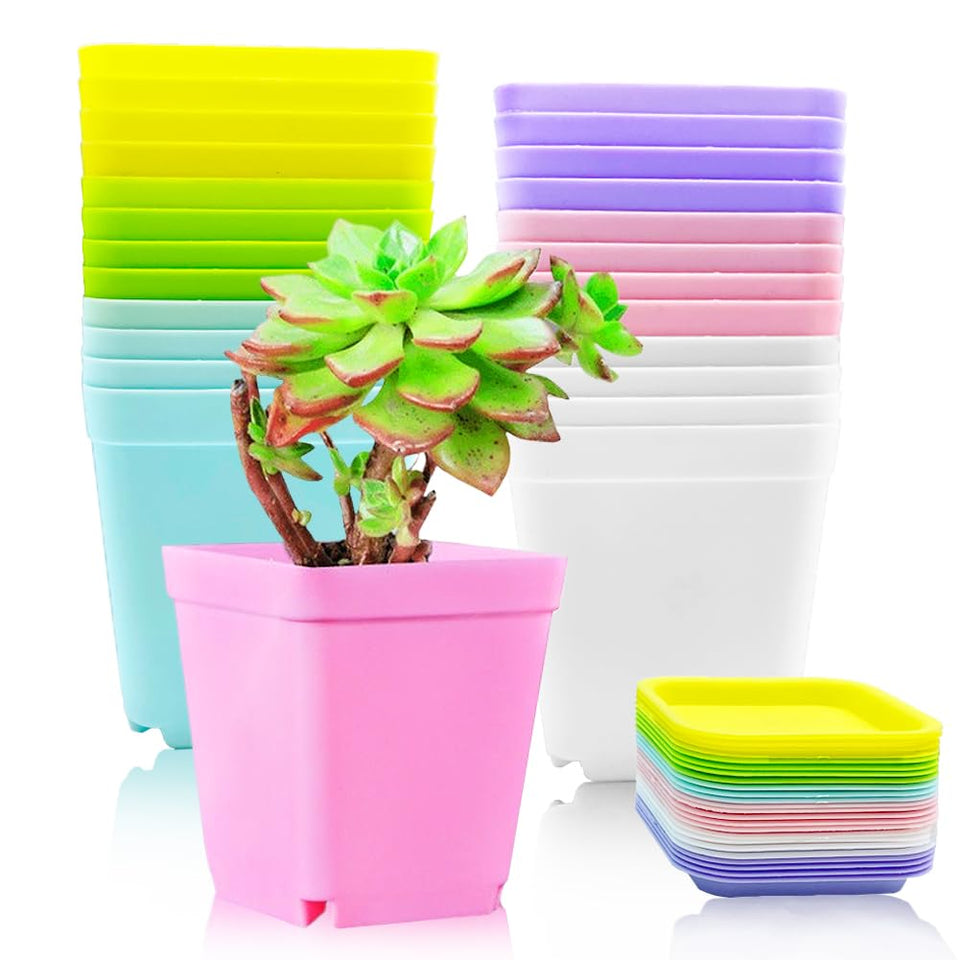 Haawooky square green plant pot for small plants on windowsill
