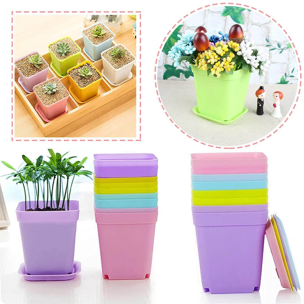 Haawooky square yellow plant pot adds color to shelves
