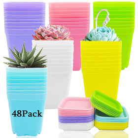 Haawooky 48-pcs square pot set in six colors for versatile indoor planting