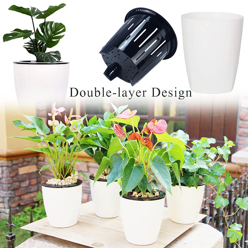 Haawooky white plastic planter exterior with dimensions for home use