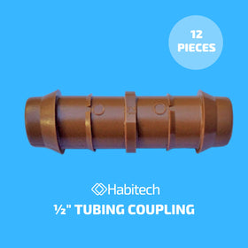 Habitech 1-2 inch drip tubing barb connectors for quick joins.