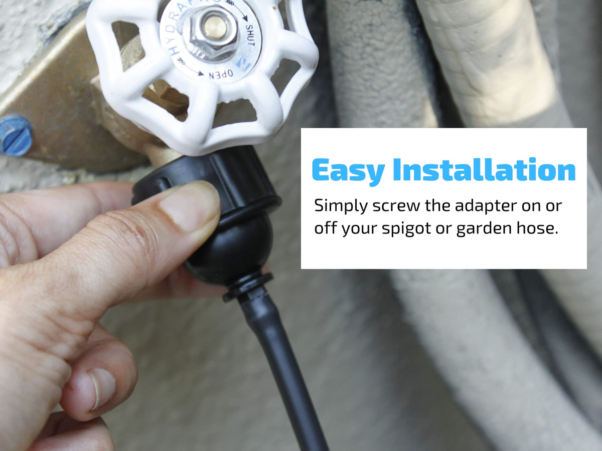 Habitech adapter with preinstalled rubber washer creates a water-tight seal.