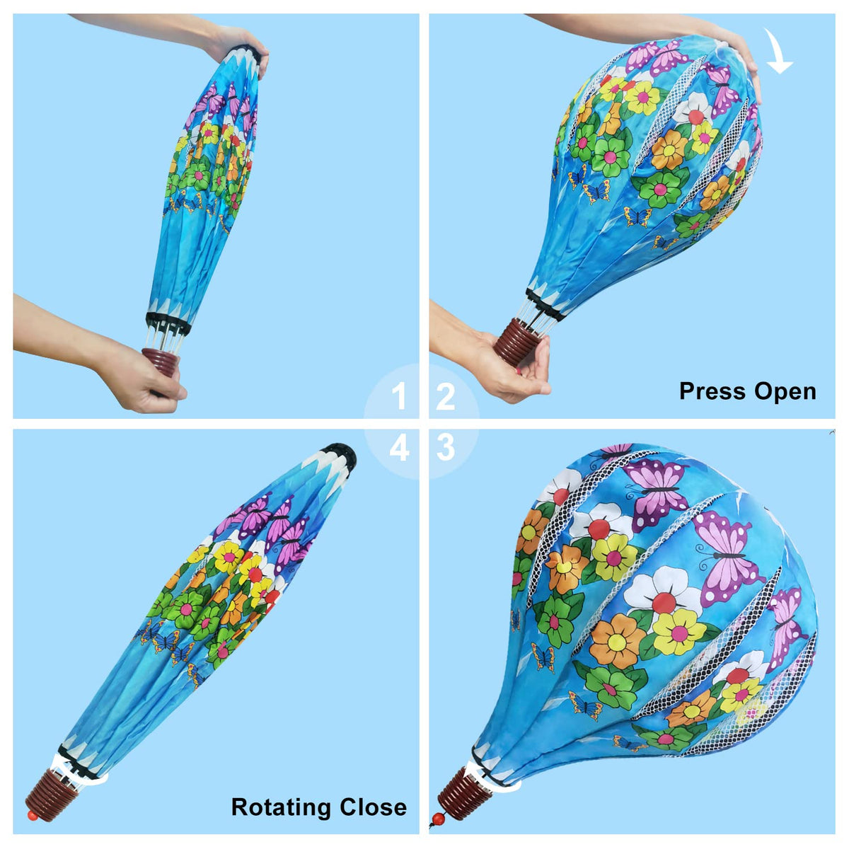 HADEEONG hot air balloon spinner open height for easy setup.