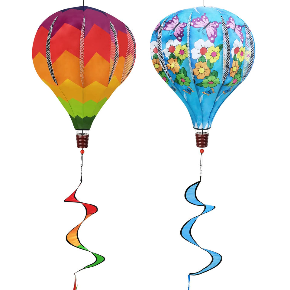 HADEEONG giant rainbow butterfly balloon spinner front view for outdoor decor.