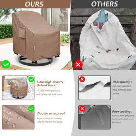 Hadisi brown patio chair cover blends with decks while shielding against elements