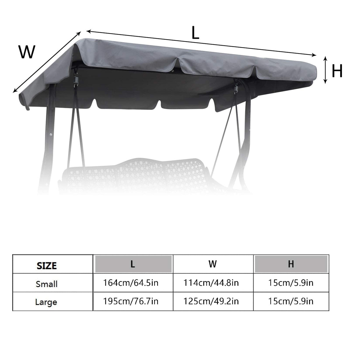 Hagsfire large swing canopy providing shade for family gatherings on the porch.