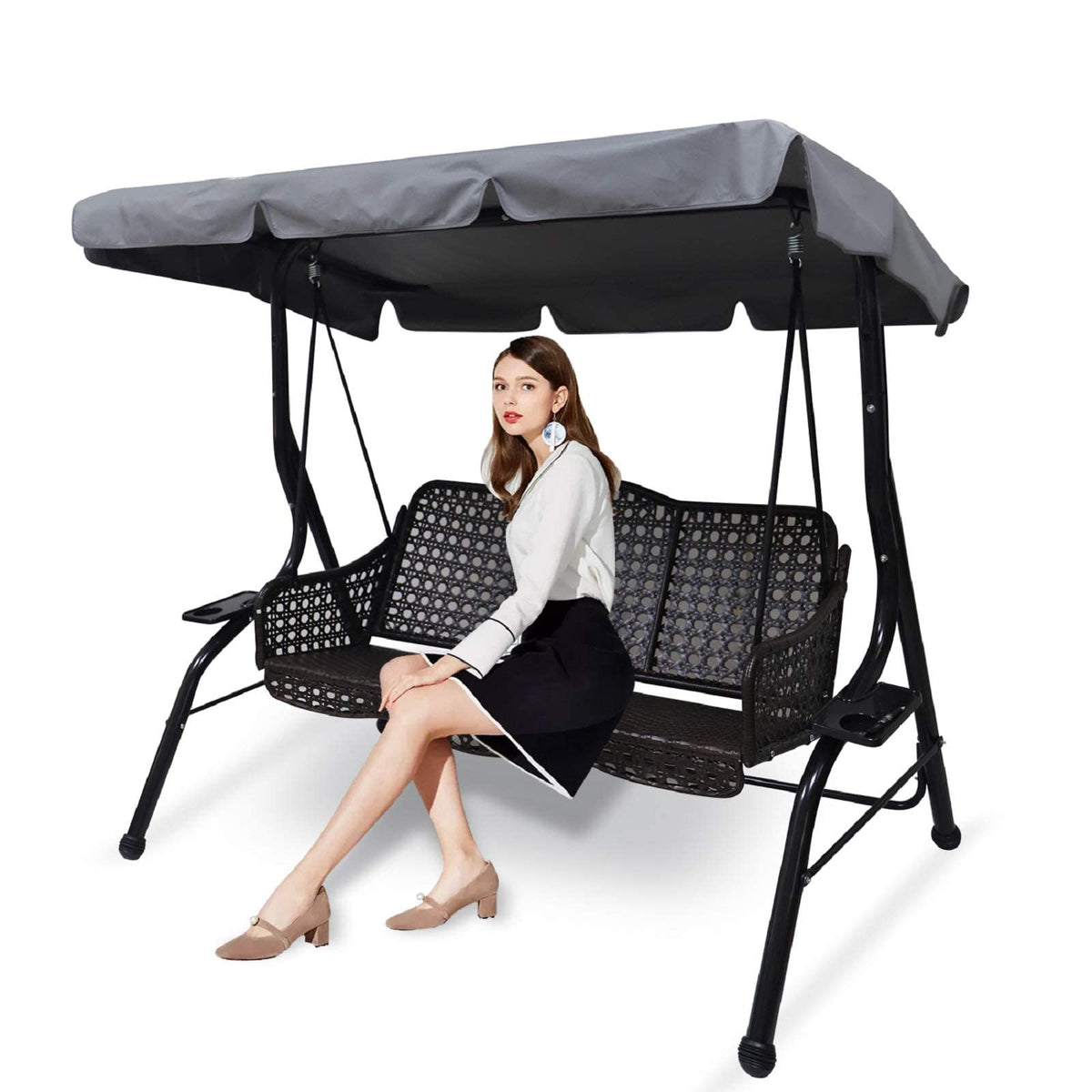 Hagsfire small swing canopy with wrinkle-resistant fabric for easy maintenance.