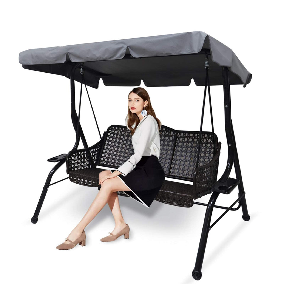 Hagsfire small swing canopy with wrinkle-resistant fabric for easy maintenance.